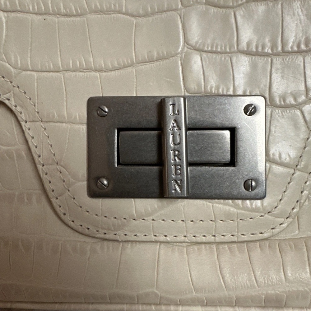 Lauren Ralph Lauren Ivory Shoulder Bag Snakeskin Print - Picture 2 of 8